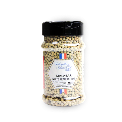 330ml jar of Malabar White Peppercorns – gourmet spice packed in New York for fine dining in NYC