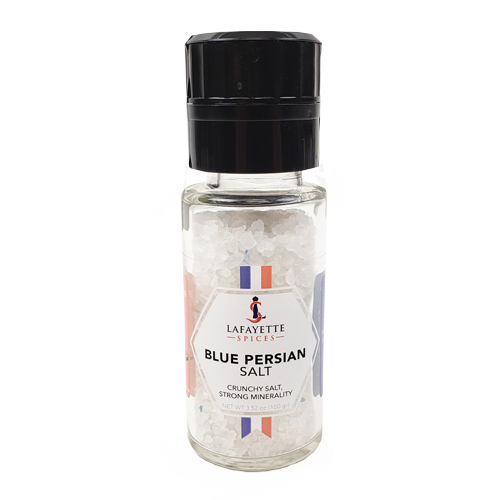 100ml jar of Blue Persian Salt – elegant finishing salt packed in Long Island, NY