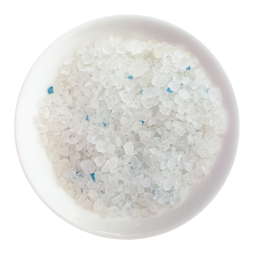 Blue Persian Salt on small plate – rare mineral salt curated in Long Island, NY for NYC chefs