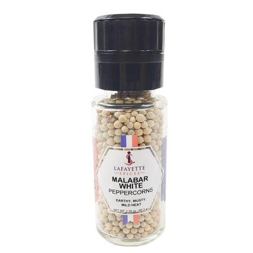 Close-up of Malabar White Peppercorns – premium spice from Long Island, NY for NYC culinary pros